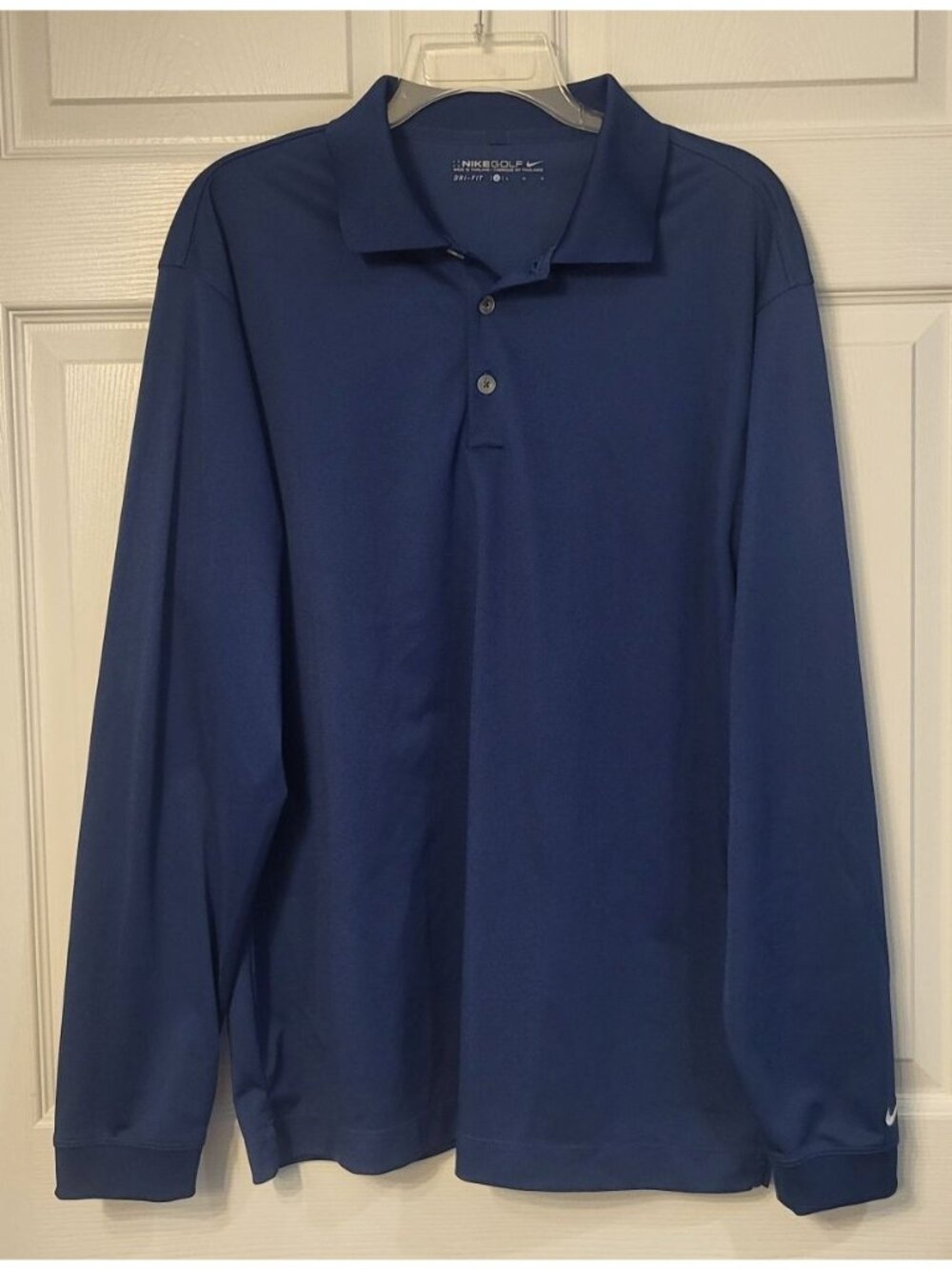 Nike Blue Golf Dri fit Long Sleeve Polo Shirt Large